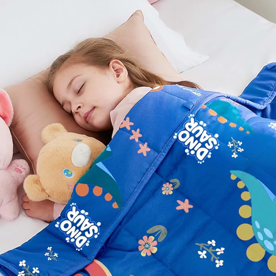 HOSUKKO Weighted Blanket - 5 lbs Blue Dinosaur Heavy Blanket - Breathable Blanket(36 * 48 inches, 5 lbs)