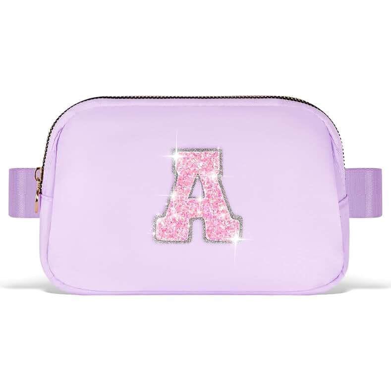 Graduation Gift for Teen Girls Kids Daughter Her - Birthday Gifts for 3 4 5 6 7 8 9 10 11 12 13 Year Old Girls,Fanny Pack Crossbody Bag Purse Belt Bag Cute Trendy Stuff | Lavender,Initial A