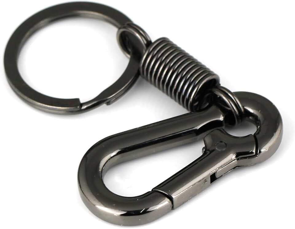 maycom Retro Style Simple Strong Carabiner Shape Keychain Key Chain Ring Keyring Keyfob Key Holder (Black)