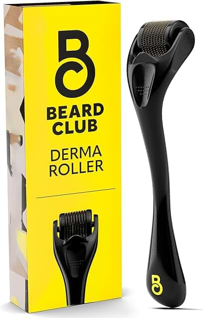 The Beard Club Derma Roller for Face, Body and Scalp - Microneedling for Men and Women with 540 Titanium Microneedles - Beard Roller & Micro Needling Scalp Hair - Black