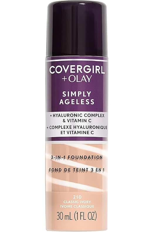 COVERGIRL+Olay Simply Ageless 3-in-1 Liquid Foundation Classic Ivory, 1 Ounce (packaging may vary)