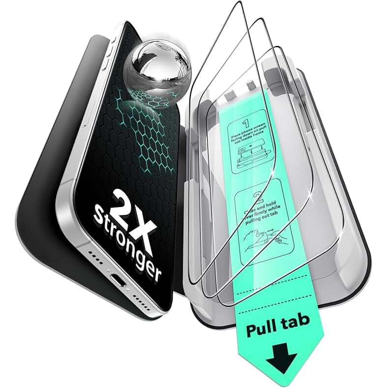 ESR 3 Pack for iPhone 16/ iPhone 15 Screen Protector, Military Grade Shatterproof, 9H Hardness, Full Coverage Tempered Glass with UltraFit Tray