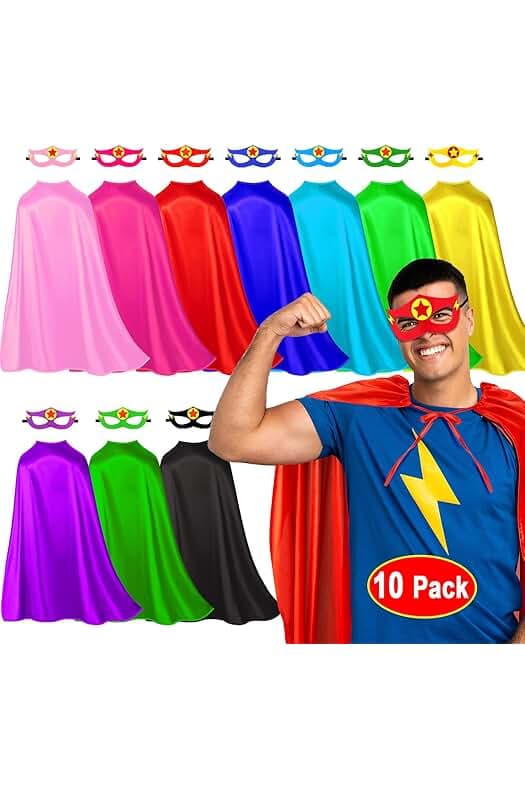 iROLEWIN Superhero-Capes for Adults and Masks for Women Men Bulk Group Costumes Team Building Magician Dress-up Party Favors