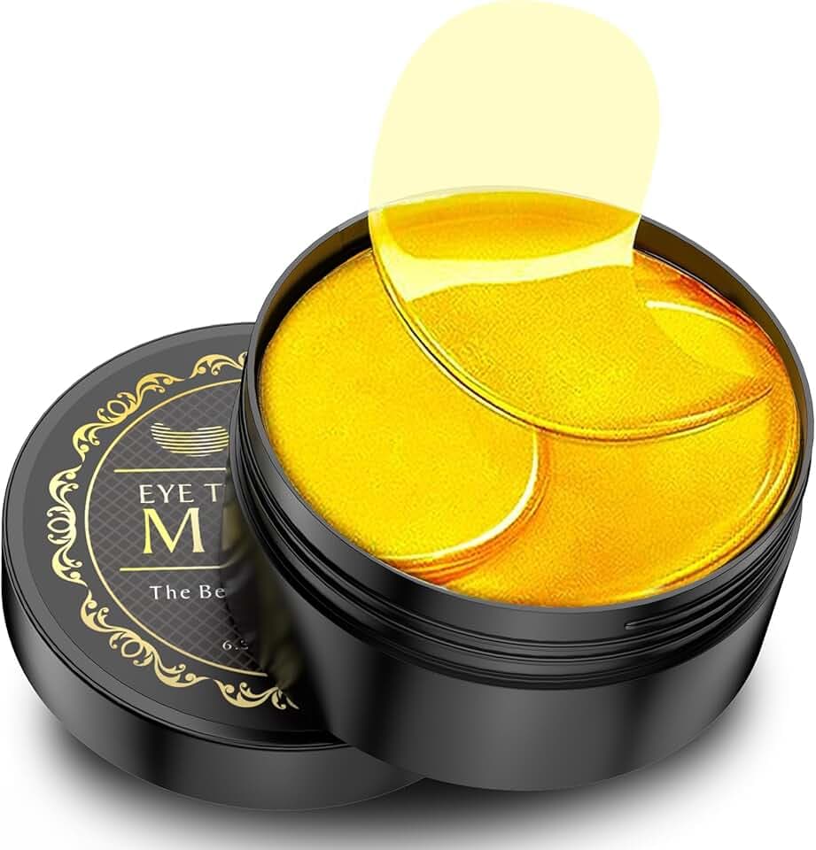 24K Gold Under Eye Patches - 60 Pack for Puffy Eyes, Dark Circles, Bags & Wrinkles with Collagen & Hyaluronic Acid