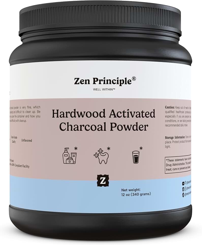 Activated Charcoal Powder only from USA Hardwood Trees. All Natural. Whitens Teeth, Rejuvenates Skin and Hair, Supports Better Digestion. Free Scoop Included. 12 oz.