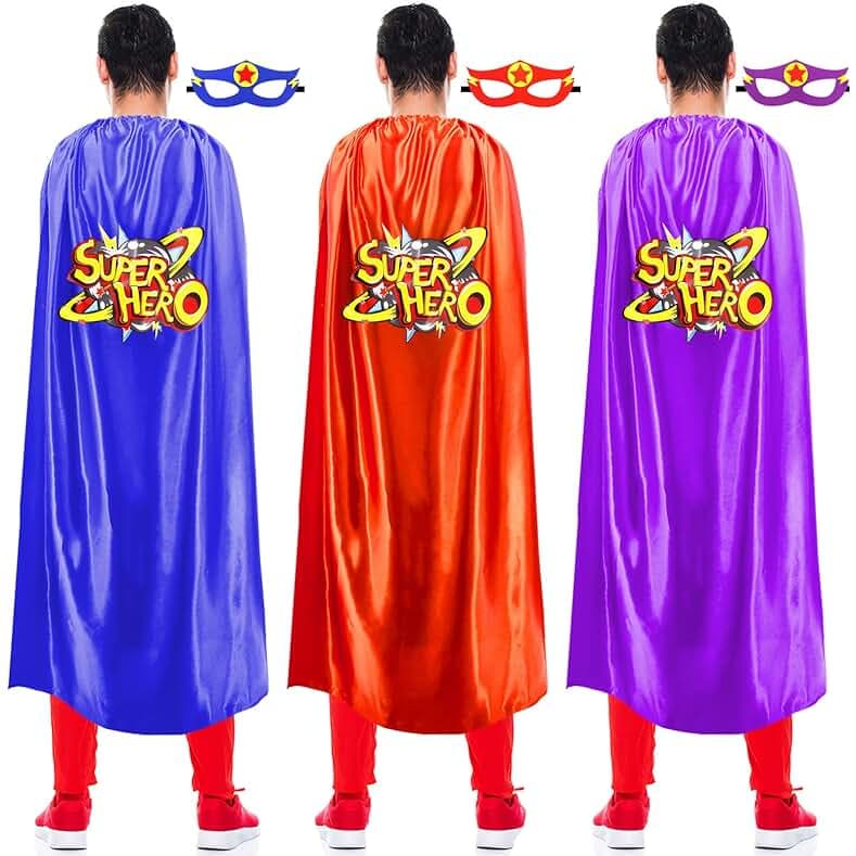 iROLEWIN Superhero-Capes and Masks for Adults Superhero-Costumes as Women Men Halloween Dress-Up Family Party Favors Gifts