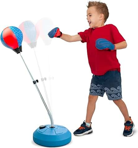 TechTools Punching Bag for Kids, Reflex Boxing Set With Stand - Includes Boxing Gloves, Height Adjustable - Gifts Idea for Boys and Girls Ages 3-8 Years Old