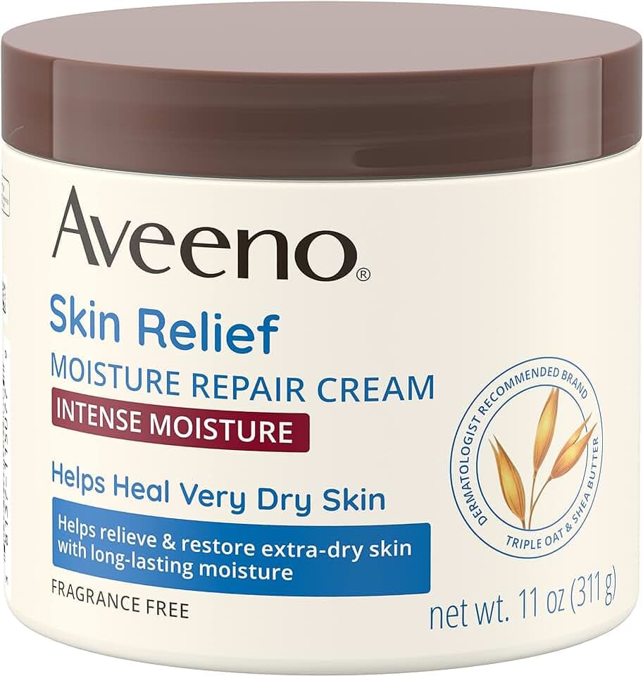 Aveeno Skin Relief Intense Moisture Repair Body Cream with Triple Oat & Shea Butter Formula, Helps Relieve & Restore Extra-Dry Skin with Long-Lasting Moisture, Fragrance-Free, 11 oz