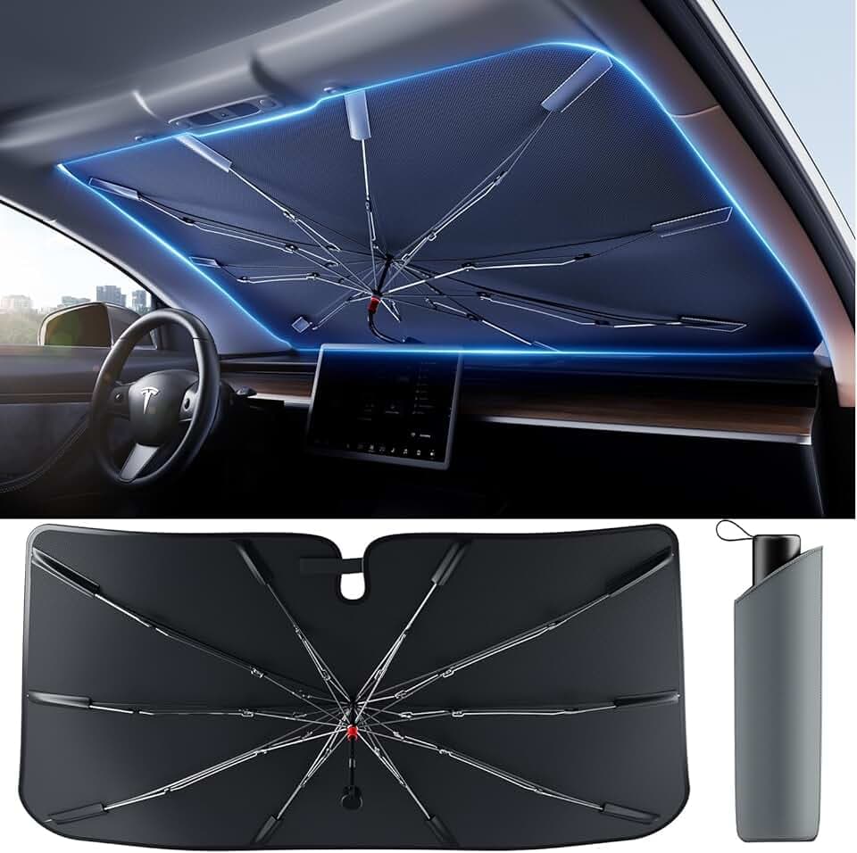 [2025 Upgrade] Weektic Windshield Sun Shade [UPF50+ Crystal Nano Reflector] Protect Car from Sun Ray Damage