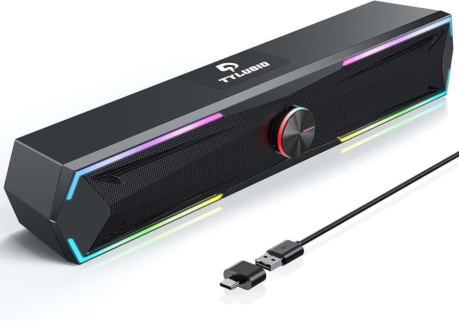 Computer Speakers for Pc Desktop with Clear Sound, Flowing LED PC Speaker for Computer Desktop Laptop Monitor, Bluetooth & USB Input