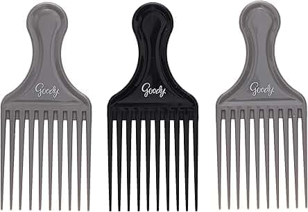 Goody Comb & Lift Hair Pick, Assorted Colors, 3 Count (Pack of 1)