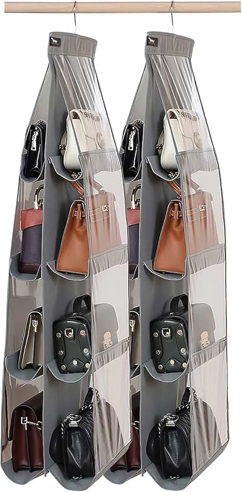 Purse Organizer - 2 Pack, purse hanger、2024 model、purse organizer for closet、Thicken Metal Hooks,hand bag storage organizer、purse organizer, Grey
