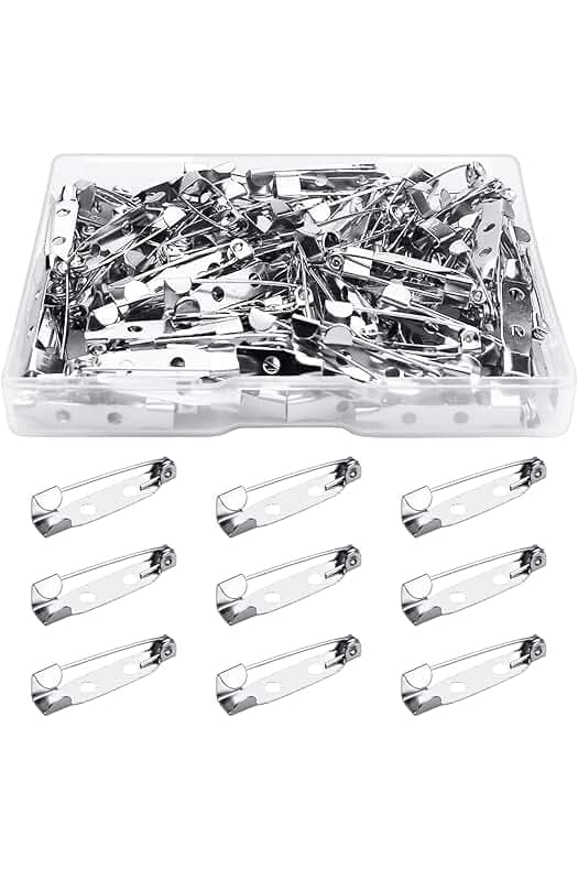 100 Pcs Bar Pins - Silver Brooch Clasp Pins for Badges, DIY Craft, Sewing, Baby Shower, Wedding Name Tags (25mm)