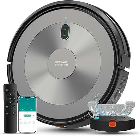 Robot Vacuum and Mop: 3000Pa Robotic Vacuum Cleaner for Under Furniture/Bed, 3-in-1 Robot Vacuum and Mop Combo, Gyro Navigation, 0.59" Obstacle Climb, App/Alexa Control for Hard Floors & Low-Pile Rugs