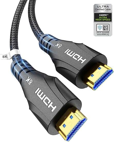 HDMI Cable 15FT Long - Certified 8K Ultra High Speed HDMI Cable,48Gbps Braided HDMI Cord,8K 60hz,4K 120hz,eARC,HDCP 2.2&2.3 - Compatible for HDTV/PS5/Xbox