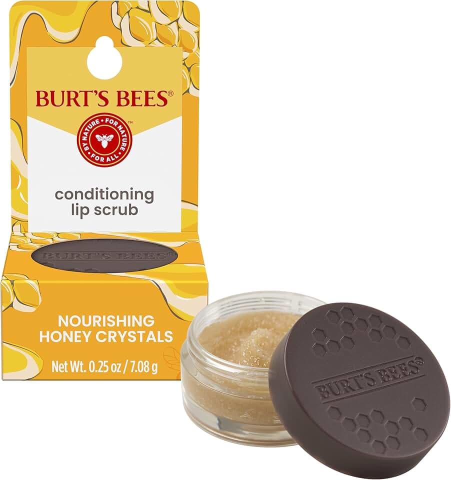 Burt's Bees Conditioning Honey Lip Scrub, Exfoliates & Conditions Dry Lips, with Honey Crystals, Use with Overnight Intense Treatment, Natural Origin Care, 0.25 oz.
