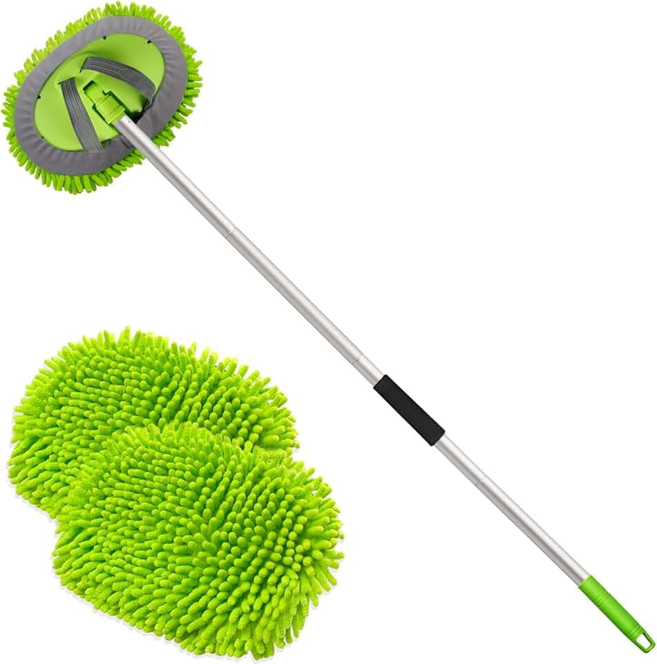 anngrowy 62" Microfiber Car Wash Brush Mop Kit Mitt Sponge with Long Handle Car Cleaning Supplies Kit Duster Washing Car Tools Accessories