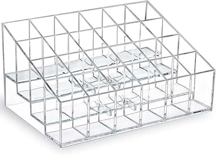 Lipstick Organizer,Small Clear Plastic Compact Lip Gloss Chapstick Perfume Sample Mascara Holder with 24 Slots