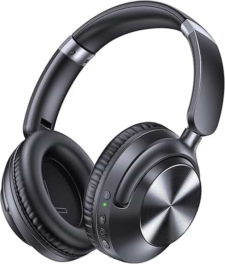 TAGRY Active Noise Cancelling Headphones 100H Playtime Wireless Over Ear Bluetooth Headphones Fast Charging Earphones with Deep Bass Comfort Light Weight Headsets for Travel Home Office PC Black