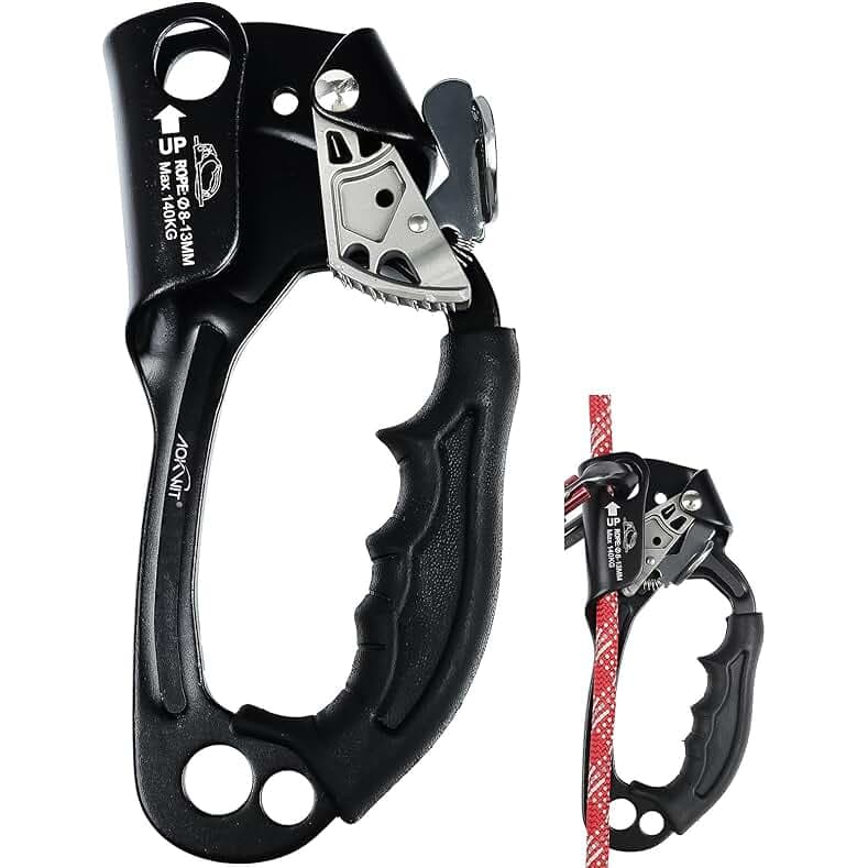 UIAA & CE Certified Rope Ascender Aluminum Alloy Rock Climbing Gear Strong Rigging Rappelling Equipment for Rock Tree Climbing Arborist Rescue Mountaineering Caving