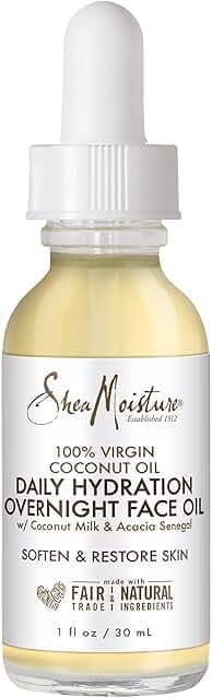 SheaMoisture Overnight Face Oil for All Skin Types 100% Virgin Coconut Oil for Daily Hydration 1 oz