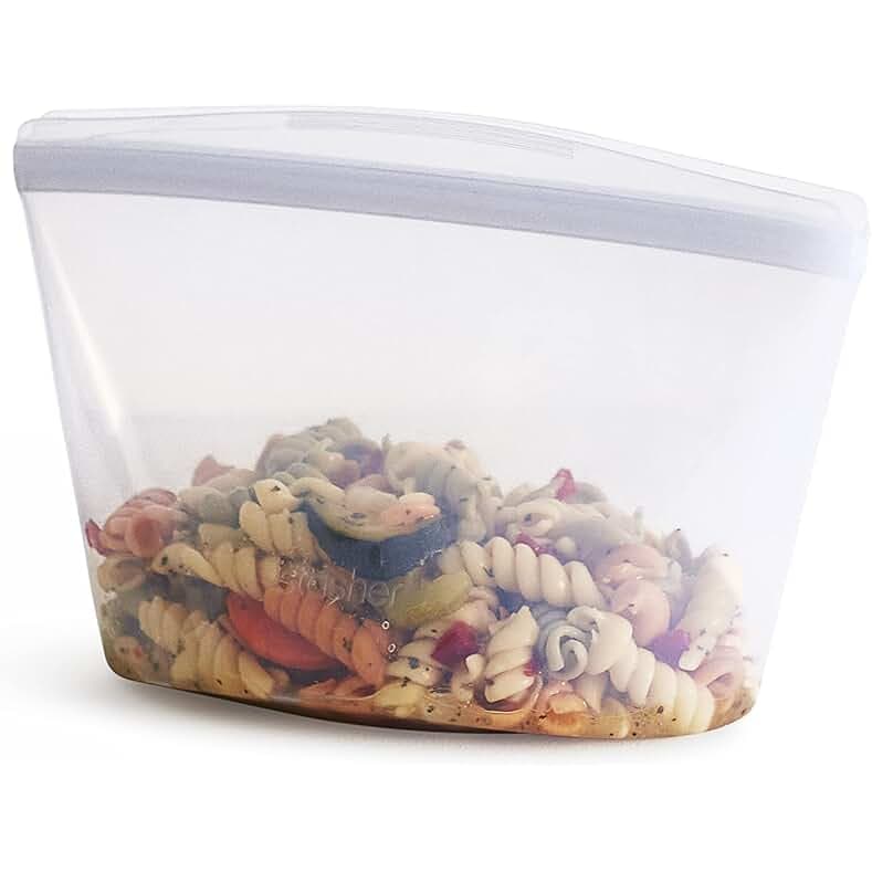 Stasher Premium Silicone Reusable Food Storage Bowl, Clear, Microwave, Sous Vide, Dishwasher, Oven and Freezer Safe, BPA Free, Leak-free, Eco-friendly, 4-Cup Bowl
