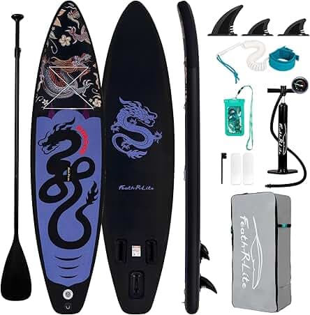 FunWater Inflatable Stand Up Paddle Board with Premium SUP Paddleboard Accessories, Wide Stable Anti-Slip EVA Deck, 11'/10'6" Paddle Boards for Adults & Youth of All Skill Levels