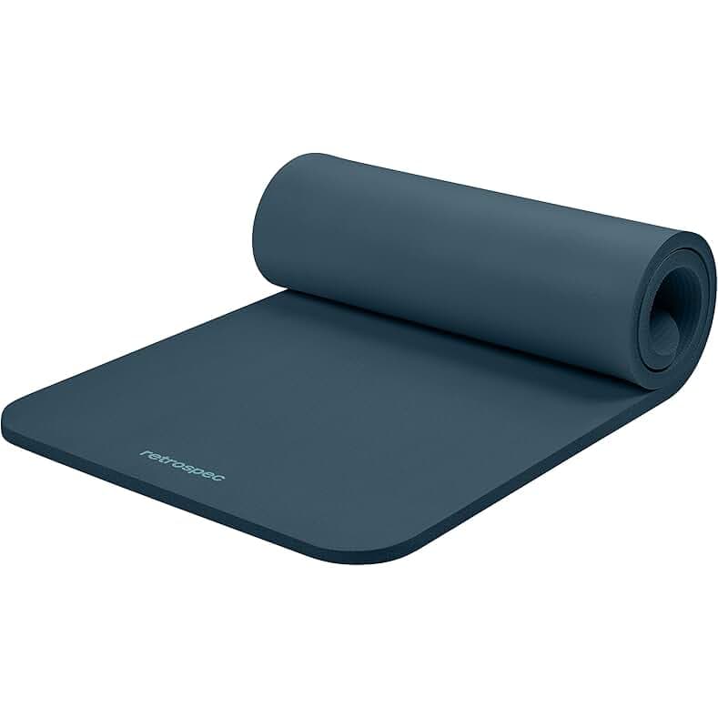 Retrospec Solana Yoga Mat 1" Thick With Nylon Carry Strap for Men & Women - Non Slip Exercise Mat for Home Yoga, Pilates, Stretching, Floor & Fitness Workouts