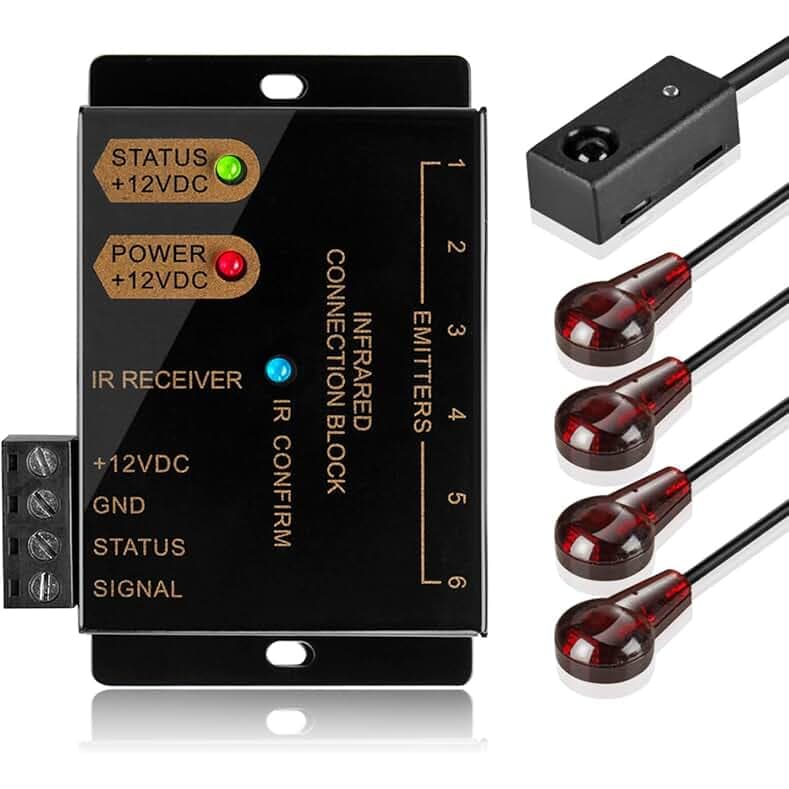 TNP IR Repeater Extender Infrared Remote Control Hidden System Kit - Infrared IR Emitter Blaster Distribution Extension & Receiver Cable for Cable Box Home Theater AV Component Equipment HDTV