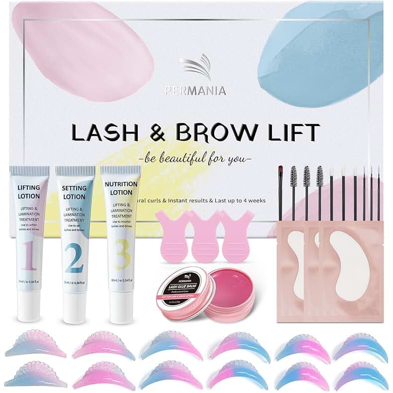 PERMANIA Korean Lash Lift Kit, Tube Design Easy to Apply Brow Lamination Kit, for Natural Results Instant Lifting & Curling with Detailed Instruction (with Glue Balm)