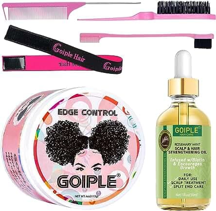 Edge Control Wax, Hair Styling Product, Strong Hold Non-greasy Edge Control Gel, Edge Wax, Rosemary Oil for Hair Growth, for Black Hair, Includes Edge Brush, 4 oz