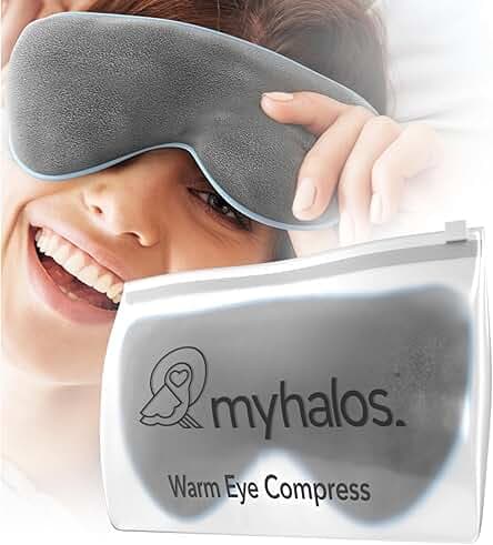 MyHalos® Eye Mask for Dry Eyes - Steam Warm Compress for Eyes - Remove Styes, Chalazion Therapy Warming and Heating Pad Hot Compress - Moist Heat Mask for Blepharitis & MGD