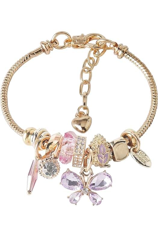DS Charm Bracelets for teen girls exquisite cute cartoon friendship bracelet Gold Stainless Steel Bangle birthday Gift box Adjustable little girls kids jewelry holiday gifts