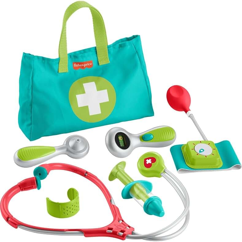Fisher-Price Preschool Pretend Play Medical Kit 7-Piece Doctor Bag Dress Up Toys for Kids Ages 3+ Years