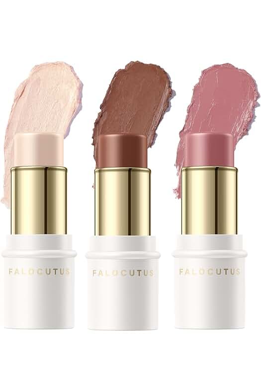 3 Pcs NEUTRAL Contour Stick Set,Cream Blush & Highlighter Bronzer Pen,Long Lasting & Smooth Natural Face Contouring Illuminator,Professional Makeup Kit for All Skin