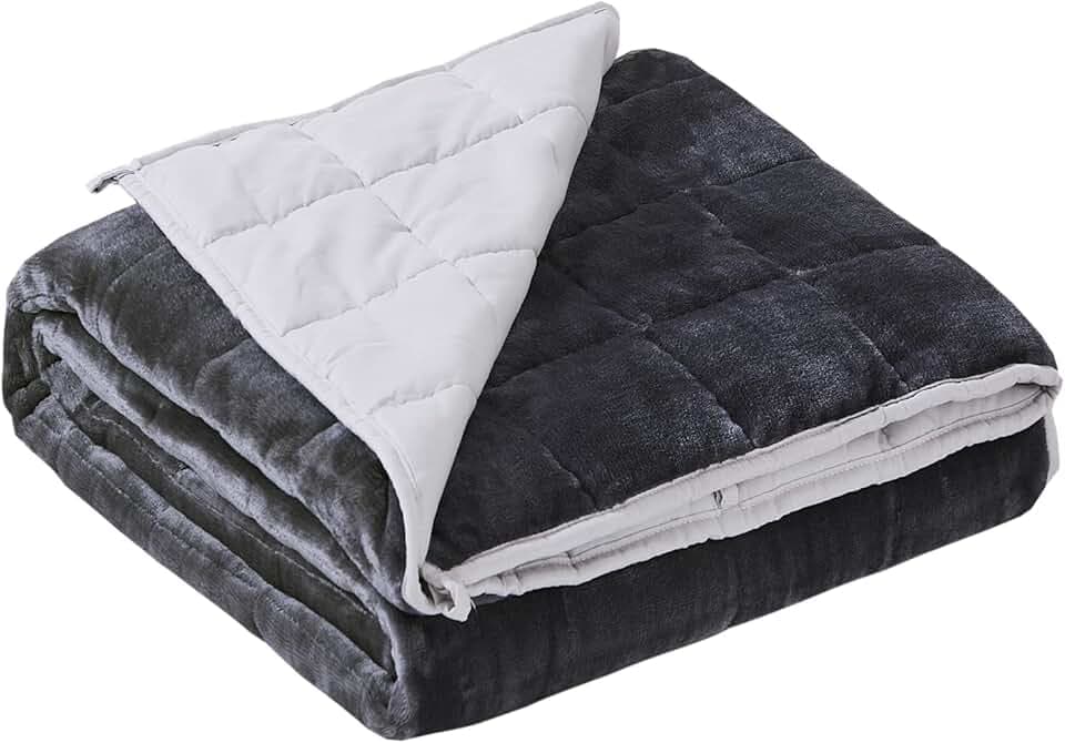 Satwip Weighted Blanket Queen Size 15lbs Fuzzy Warm Flannel Throw Blanket with Soft Breathable Sanded, 60 x 80 inches, Grey