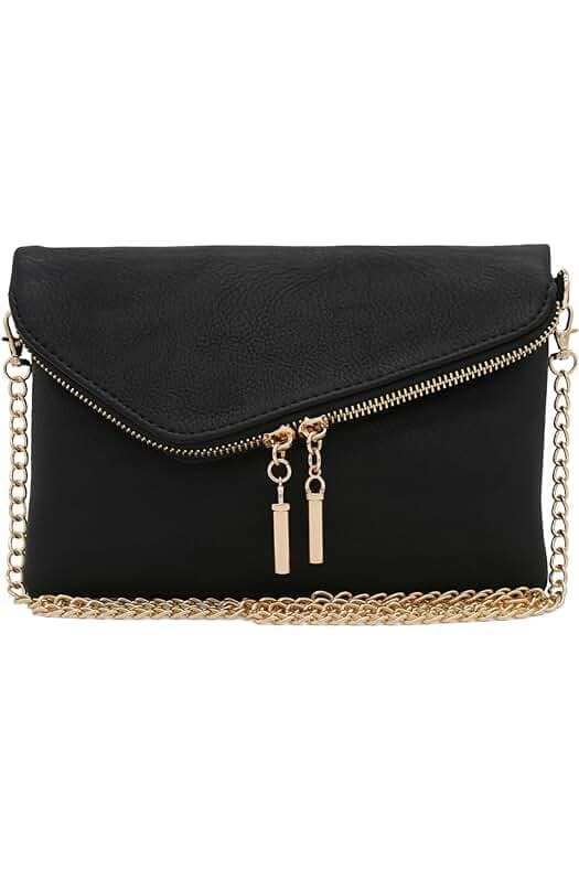 FashionPuzzle Envelope Wristlet Clutch Crossbody Bag with Chain Strap