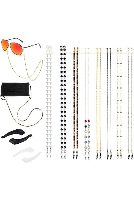 Eyeglass Chain,8 Pcs Beaded Eye Glasses Strap Holders around Neck For Women