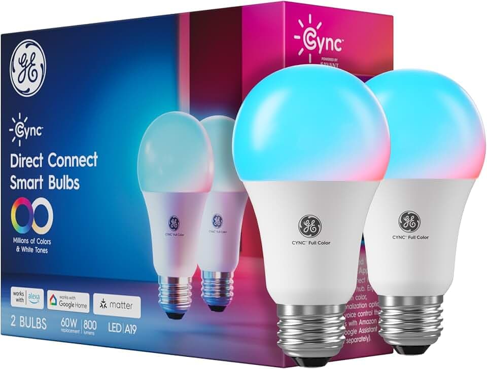 A19 Smart LED Light Bulbs, Room Décor Aesthetic Color Changing WiFi Lights, LED Indoor Light Bulb, Compatible with Alexa and Google (2 Pack)