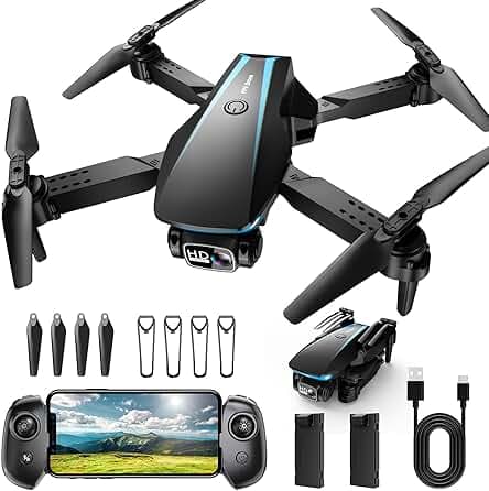 Mini Drone with Camera - Drones for Kids Adults, 1080P HD Foldable Drone with Stable Hover, Auto-Follow, Trajectory Flight, Gravity Control, 90° Adjustable Lens, One Key Take Off/Land, 3D Flip
