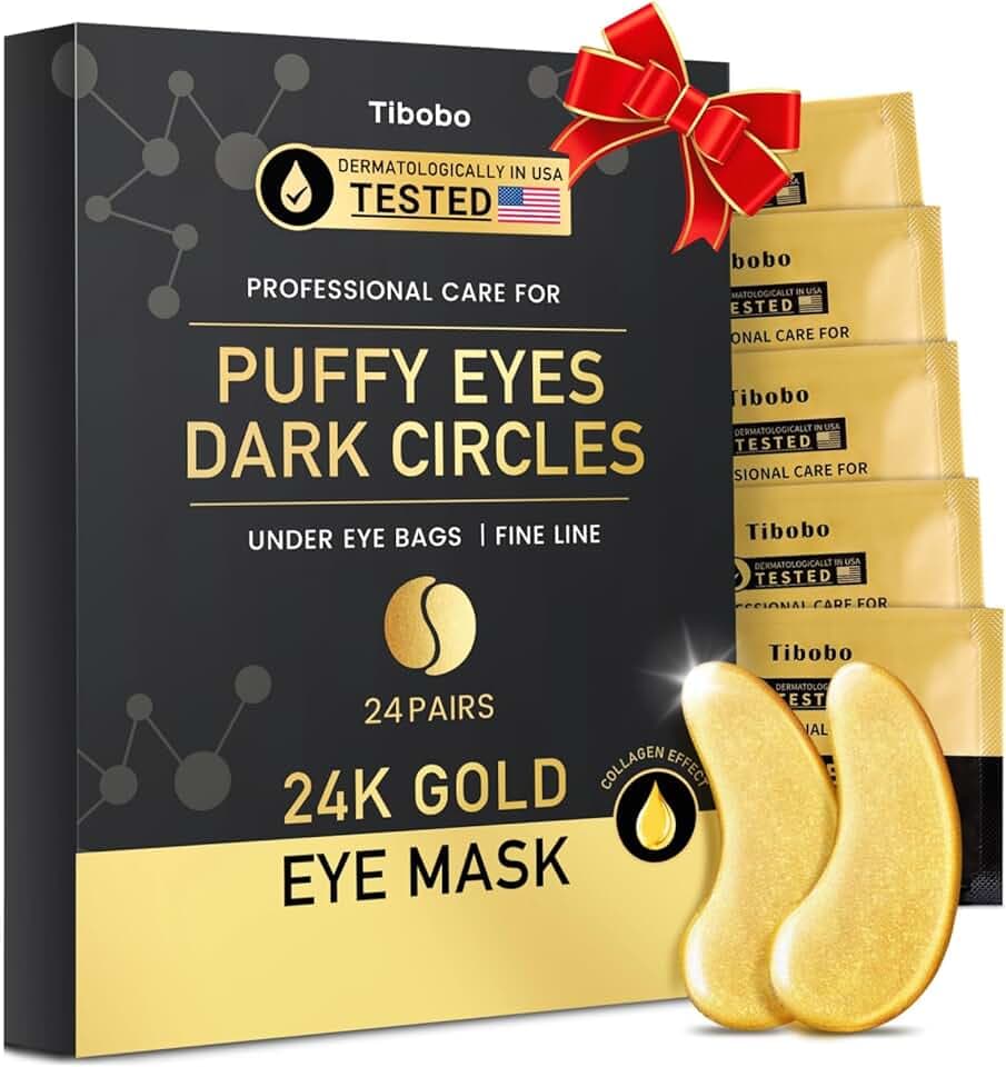 Under Eye Patches (24 Pairs) - 24K Gold Eye Masks Enriched with Abundant Collagen | Diminish Dark Circles and Puffiness | Anti-Aging, Smooth Fine Line, Nourish Skin - Gifts for Women Skin Care