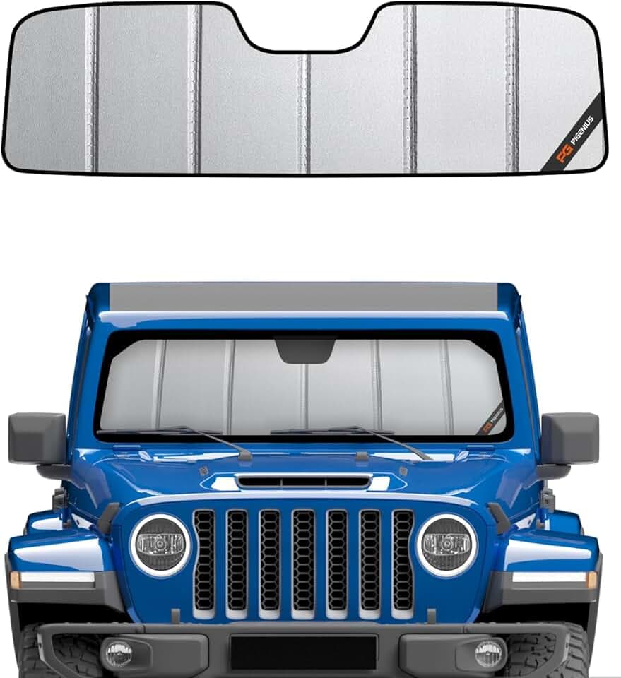 Windshield Shade for Jeep Wrangler JL 2018-2025, Gladiator 2020-2025 Sunshade- Safeguard