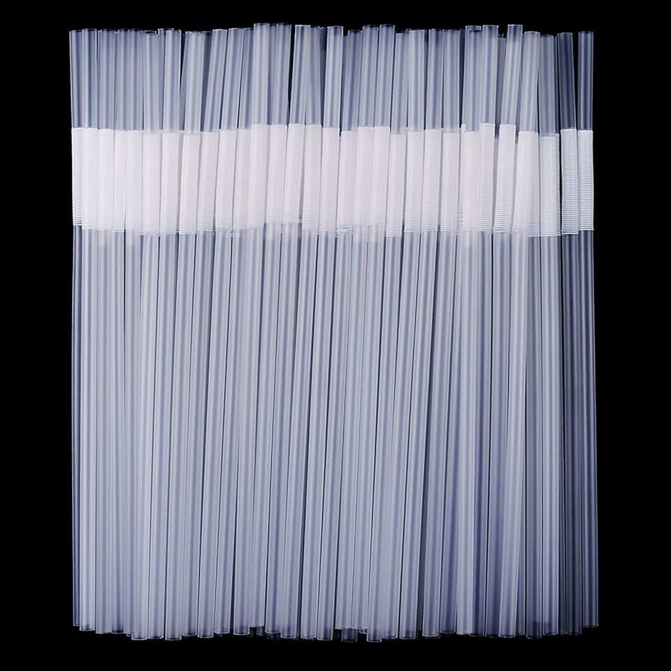 300 Pcs Clear Flexible Plastic Straws, BPA-Free Disposable Bendy Straws, 10.2" Long and 0.23'' Diameter