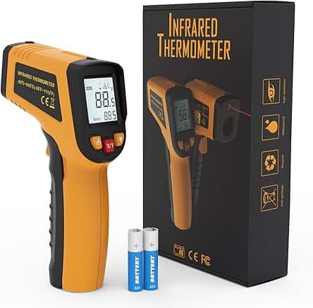 KNINE OUTDOORS Infrared Thermometer Laser Temperature Gun, -58℉ to 1112℉, Single Laser Targeting, Distance to Spot Ratio 12:1, for Cooking, Oven and Meat