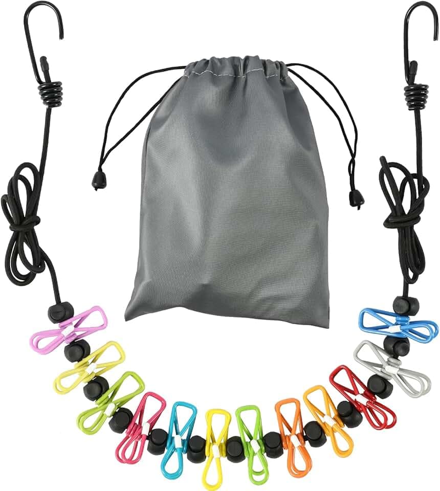 Retractable Portable Clothesline for Travel，Clothing line with 12 Clothes Clips