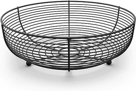 CAXXA Countertop Fruit Bowl, Wire Basket for Fruits, Breads, Vegetables,Snacks, Black