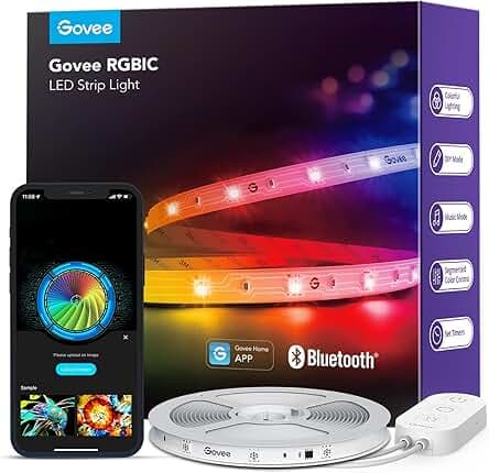 Govee RGBIC LED Strip Lights, Smart LED Lights for Bedroom, Bluetooth LED Lights APP Control, DIY Multiple Colors on One Line, Color Changing LED Strip Lighting Music Sync, Home Decor, 16.4ft