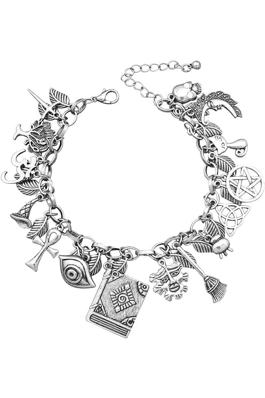 RechicGu Mythology Fairytale Lucky Charms Cuff Bangle Bracelet Cross Leaf Moon Face Celtic Cat