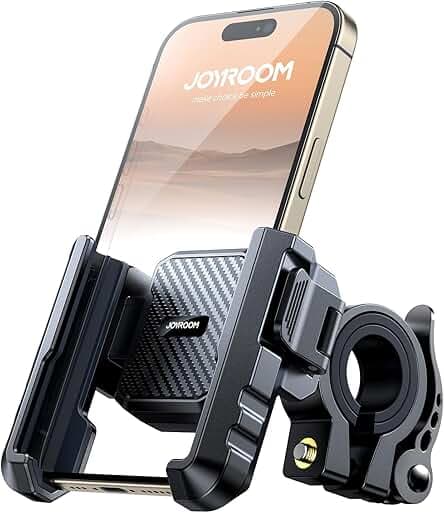 JOYROOM Motorcycle Bike Phone Holder Mount - [Not Block Camera] Bicycle Phone Holder Handlebar Cell Phone Clamp - [Silicone Wrapped] Scooter Phone Holder for iPhone Samsung 4.7''-7'' Smartphones