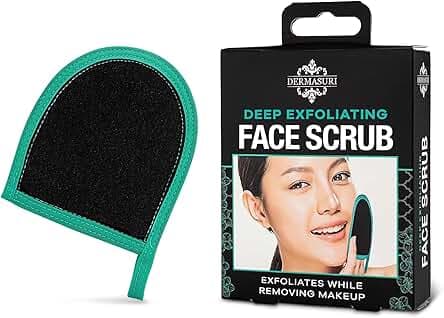 Dermasuri Deep Exfoliating Face Mitt - Scrubber, Dead and Dry Skin Remover for Men and Women - Exfoliator Gloves for Shower and Dry Use - ( 1 Pack)